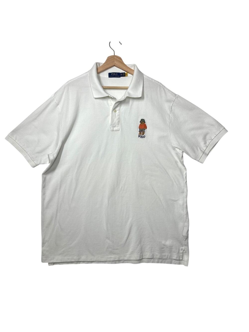 Polo Ralph Lauren Polo Bear Polo Shirt Classic Fit White Big Tall Sz 2XLT Preppy